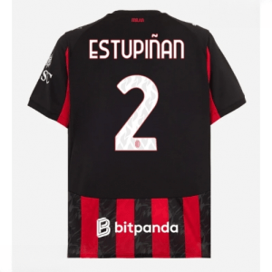 Echipament fotbal AC Milan Pervis Estupinan #2 Tricou Acasa 2025-26 pentru bărbați
