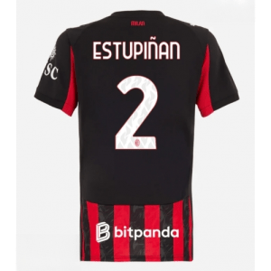 Echipament fotbal AC Milan Pervis Estupinan #2 Tricou Acasa 2025-26 pentru femei mânecă scurtă