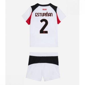 Echipament fotbal AC Milan Pervis Estupinan #2 Tricou Deplasare 2025-26 pentru copii set