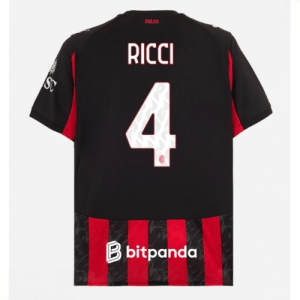 Echipament fotbal AC Milan Samuele Ricci #4 Tricou Acasa 2025-26 pentru bărbați