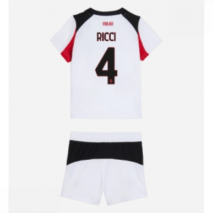 Echipament fotbal AC Milan Samuele Ricci #4 Tricou Deplasare 2025-26 pentru copii set