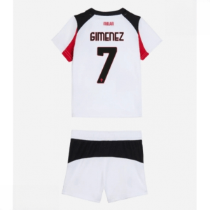 Echipament fotbal AC Milan Santiago Gimenez #7 Tricou Deplasare 2025-26 pentru copii set