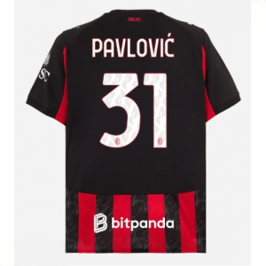 Echipament fotbal AC Milan Strahinja Pavlovic #31 Tricou Acasa 2025-26 pentru bărbați