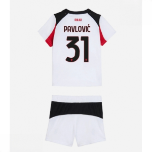 Echipament fotbal AC Milan Strahinja Pavlovic #31 Tricou Deplasare 2025-26 pentru copii set