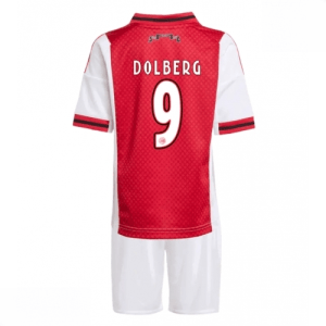 Echipament fotbal Ajax Kasper Dolberg #9 Tricou Acasa 2025-26 pentru copii tricou și pantaloni