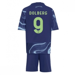 Echipament fotbal Ajax Kasper Dolberg #9 Tricou Deplasare 2025-26 pentru copii tricou și pantaloni