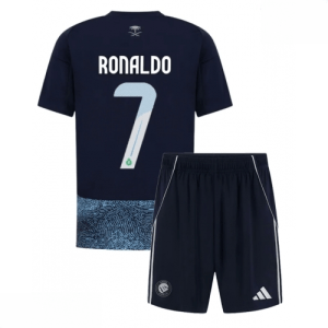 Echipament fotbal Al-Nassr Cristiano Ronaldo #7 Tricou Deplasare 2025-26 pentru copii tricou și pantaloni
