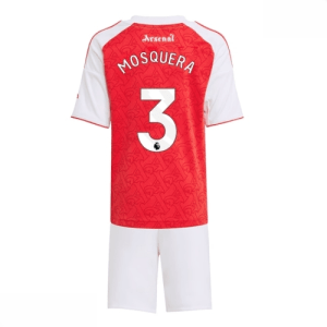 Echipament fotbal Arsenal Cristhian Mosquera #3 Tricou Acasa 2025-26 pentru copii + pantaloni scurți