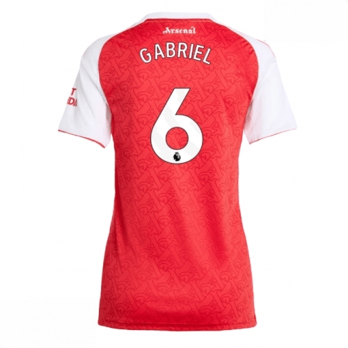 Echipament fotbal Arsenal Gabriel Magalhaes #6 Tricou Acasa 2025-26 pentru femei mânecă scurtă 1 Echipament fotbal Arsenal Gabriel Magalhaes #6 Tricou Acasa 2025-26 pentru femei mânecă scurtă