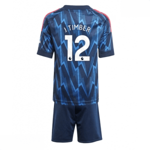 Echipament fotbal Arsenal Jurrien Timber #12 Tricou Deplasare 2025-26 pentru copii + pantaloni scurți