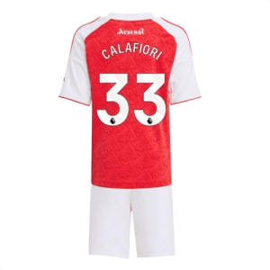 Echipament fotbal Arsenal Riccardo Calafiori #33 Tricou Acasa 2025-26 pentru copii + pantaloni scurți