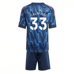 Echipament fotbal Arsenal Riccardo Calafiori #33 Tricou Deplasare 2025-26 pentru copii + pantaloni scurți