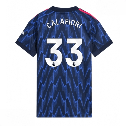 Echipament fotbal Arsenal Riccardo Calafiori #33 Tricou Deplasare 2025-26 pentru femei mânecă scurtă 1 Echipament fotbal Arsenal Riccardo Calafiori #33 Tricou Deplasare 2025-26 pentru femei mânecă scurtă