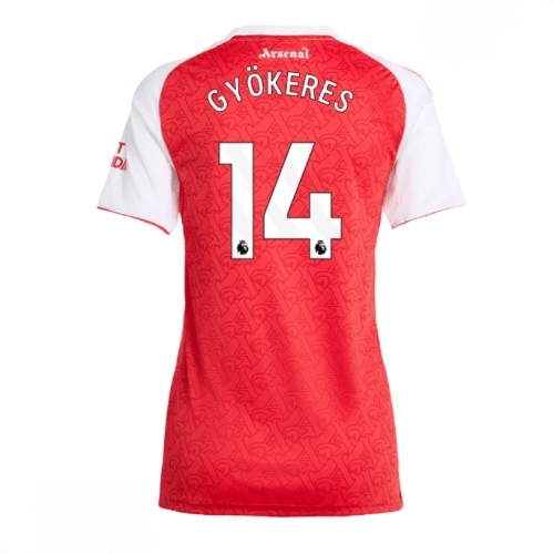 Echipament fotbal Arsenal Viktor Gyokeres #14 Tricou Acasa 2025-26 pentru femei mânecă scurtă 1 Echipament fotbal Arsenal Viktor Gyokeres #14 Tricou Acasa 2025-26 pentru femei mânecă scurtă