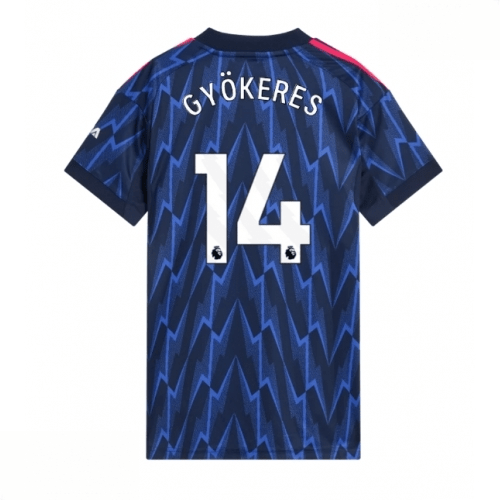 Echipament fotbal Arsenal Viktor Gyokeres #14 Tricou Deplasare 2025-26 pentru femei mânecă scurtă 1 Echipament fotbal Arsenal Viktor Gyokeres #14 Tricou Deplasare 2025-26 pentru femei mânecă scurtă