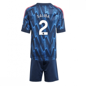 Echipament fotbal Arsenal William Saliba #2 Tricou Deplasare 2025-26 pentru copii + pantaloni scurți
