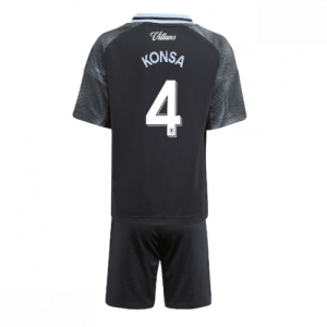 Echipament fotbal Aston Villa Ezri Konsa #4 Tricou Deplasare 2025-26 pentru copii tricou și pantaloni