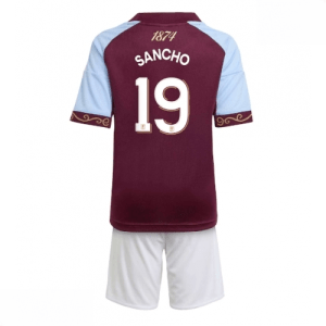 Echipament fotbal Aston Villa Jadon Sancho #19 Tricou Acasa 2025-26 pentru copii tricou și pantaloni