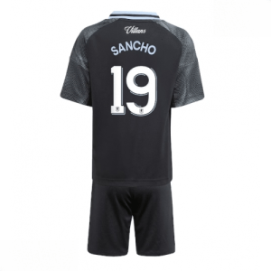 Echipament fotbal Aston Villa Jadon Sancho #19 Tricou Deplasare 2025-26 pentru copii tricou și pantaloni
