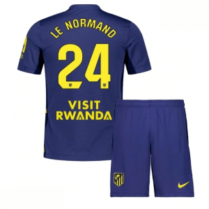 Echipament fotbal Atletico Madrid Robin Le Normand #24 Tricou Deplasare 2025-26 pentru copii + șort