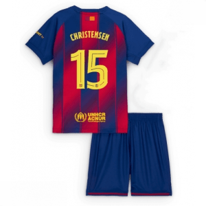 Echipament fotbal Barcelona copii Andreas Christensen #15 Tricou Acasa 2025-26 pentru set fotbal