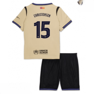 Echipament fotbal Barcelona copii Andreas Christensen #15 Tricou Deplasare 2025-26 pentru set fotbal