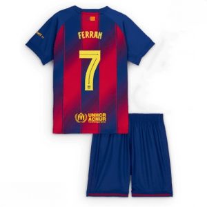 Echipament fotbal Barcelona copii Ferran Torres #7 Tricou Acasa 2025-26 pentru set fotbal