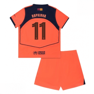 Echipament fotbal Barcelona copii Raphinha Belloli #11 Tricou Treilea 2025-26 pentru set fotbal