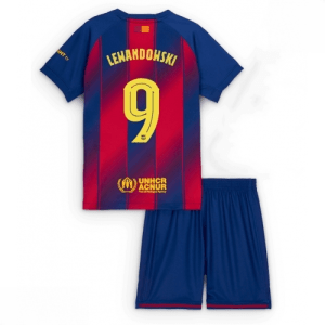 Echipament fotbal Barcelona copii Robert Lewandowski #9 Tricou Acasa 2025-26 pentru set fotbal