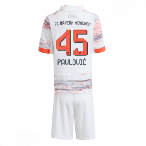 Echipament fotbal Bayern Munich Aleksandar Pavlovic #45 Tricou Deplasare 2025-26 pentru copii set fotbal
