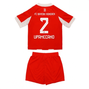 Echipament fotbal Bayern Munich Dayot Upamecano #2 Tricou Acasa 2025-26 pentru copii set fotbal