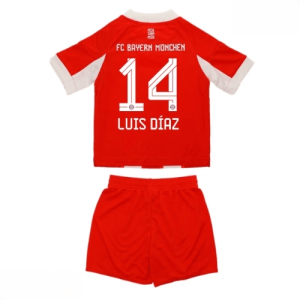 Echipament fotbal Bayern Munich Luis Diaz #14 Tricou Acasa 2025-26 pentru copii set fotbal