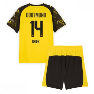 Echipament fotbal Borussia Dortmund Maximilian Beier #14 Tricou Acasa 2025-26 pentru copii set fotbal