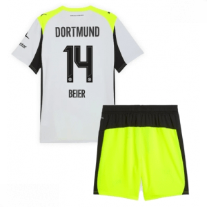 Echipament fotbal Borussia Dortmund Maximilian Beier #14 Tricou Deplasare 2025-26 pentru copii set fotbal