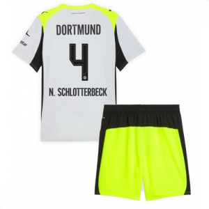 Echipament fotbal Borussia Dortmund Nico Schlotterbeck #4 Tricou Deplasare 2025-26 pentru copii set fotbal