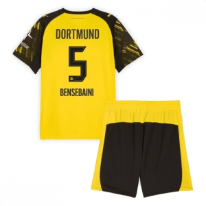 Echipament fotbal Borussia Dortmund Ramy Bensebaini #5 Tricou Acasa 2025-26 pentru copii set fotbal