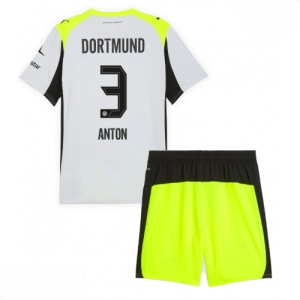 Echipament fotbal Borussia Dortmund Waldemar Anton #3 Tricou Deplasare 2025-26 pentru copii set fotbal