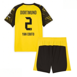 Echipament fotbal Borussia Dortmund Yan Couto #2 Tricou Acasa 2025-26 pentru copii set fotbal