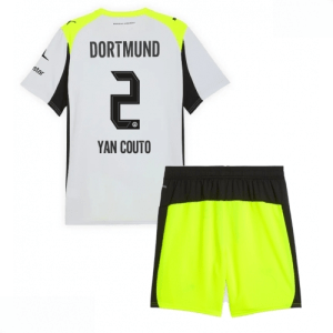 Echipament fotbal Borussia Dortmund Yan Couto #2 Tricou Deplasare 2025-26 pentru copii set fotbal