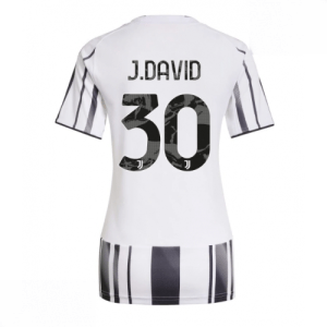 Echipament fotbal Juventus Jonathan David #30 Tricou Acasa 2025-26 pentru femei mânecă scurtă