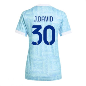 Echipament fotbal Juventus Jonathan David #30 Tricou Deplasare 2025-26 pentru femei mânecă scurtă