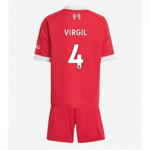 Echipament fotbal Liverpool copii Virgil van Dijk #4 Tricou Acasa 2025-26 + pantaloni scurți