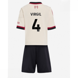 Echipament fotbal Liverpool copii Virgil van Dijk #4 Tricou Deplasare 2025-26 + pantaloni scurți