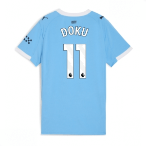 Echipament fotbal Manchester City Jeremy Doku #11 Tricou Acasa 2025-26 pentru femei mânecă scurtă