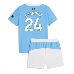 Echipament fotbal Manchester City Josko Gvardiol #24 Tricou Acasa 2025-26 pentru copii + pantaloni scurți