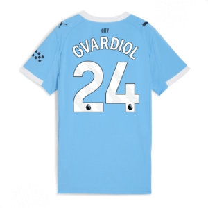 Echipament fotbal Manchester City Josko Gvardiol #24 Tricou Acasa 2025-26 pentru femei mânecă scurtă