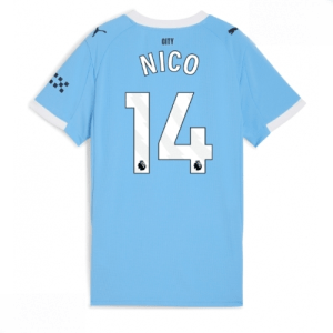 Echipament fotbal Manchester City Nico Gonzalez #14 Tricou Acasa 2025-26 pentru femei mânecă scurtă
