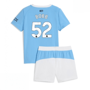 Echipament fotbal Manchester City Oscar Bobb #52 Tricou Acasa 2025-26 pentru copii + pantaloni scurți