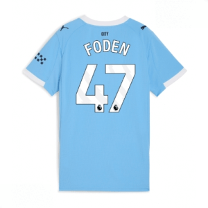 Echipament fotbal Manchester City Phil Foden #47 Tricou Acasa 2025-26 pentru femei mânecă scurtă