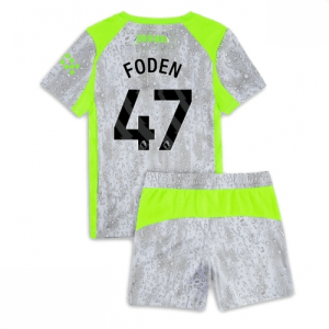 Echipament fotbal Manchester City Phil Foden #47 Tricou Treilea 2025-26 pentru copii + pantaloni scurți